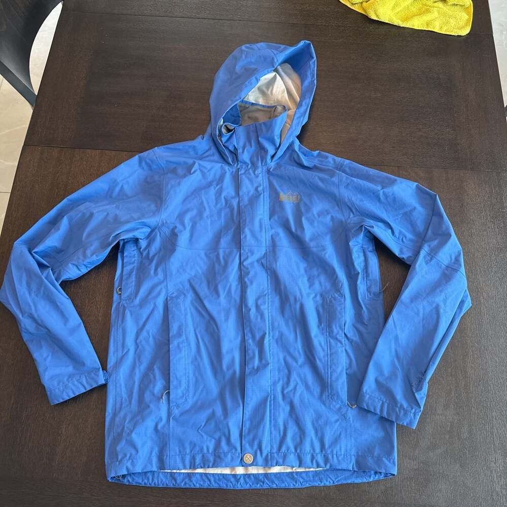 REI Co-op Trailmade Rain Jacket Women's Blue Hooded Outdoor Shell